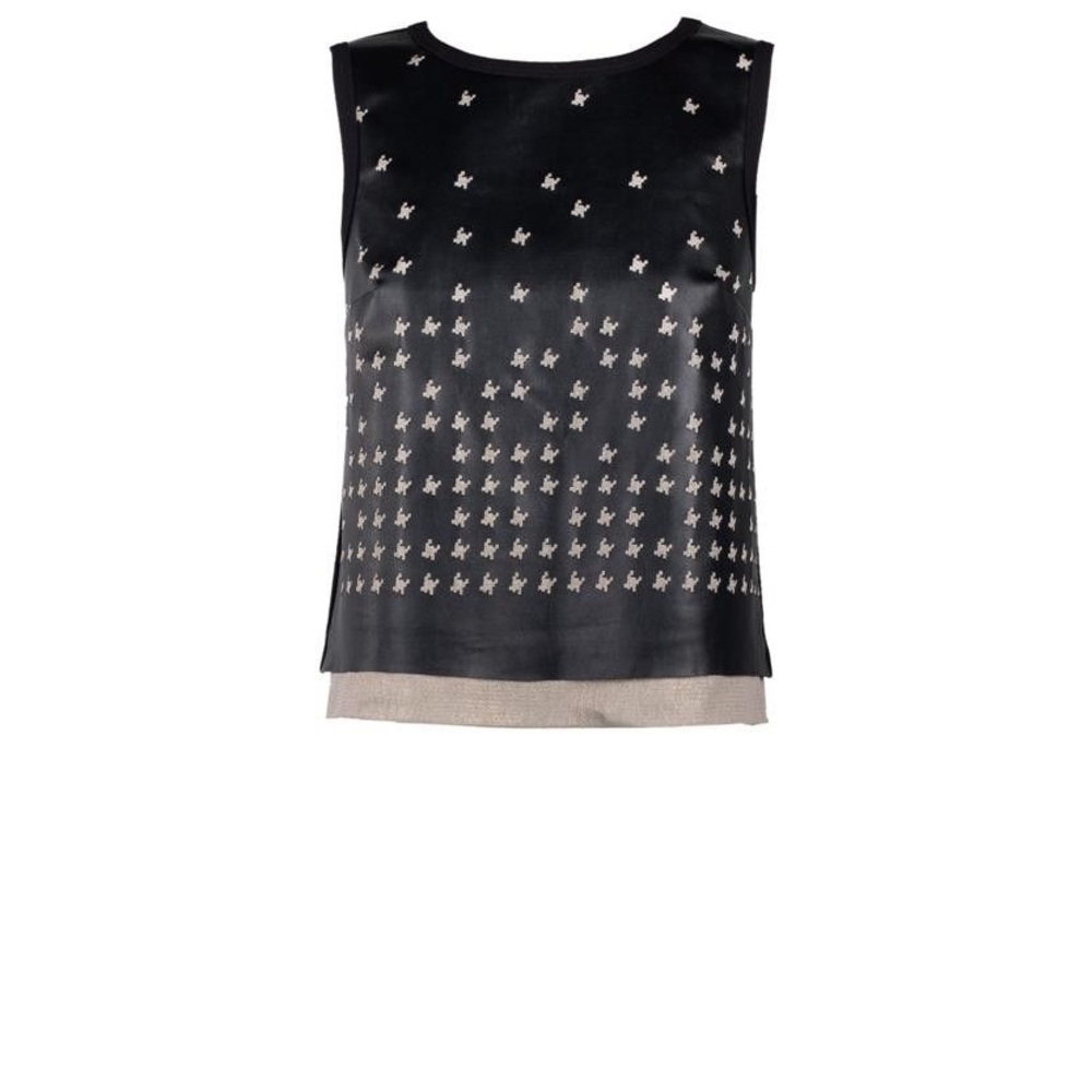 Cop.Copine Pyramide Vegan Leather Black Tank Top RRP $300 US